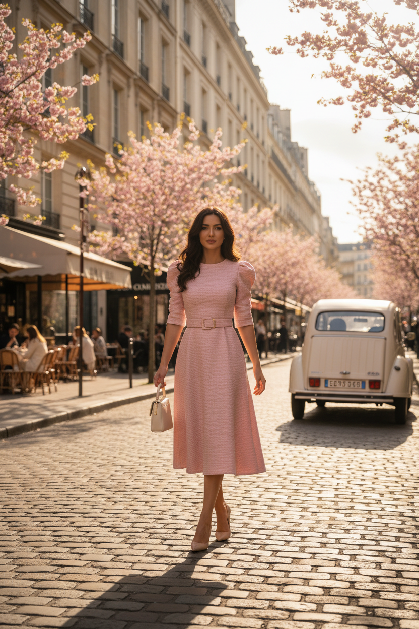 Blush Structure Dress — lifestyle Paris