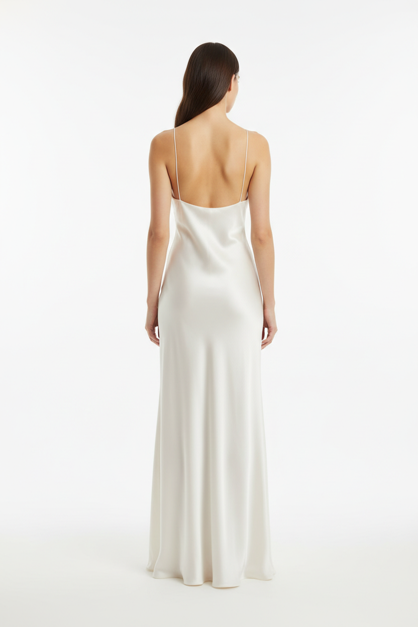 Ivory Silk Dress — back view