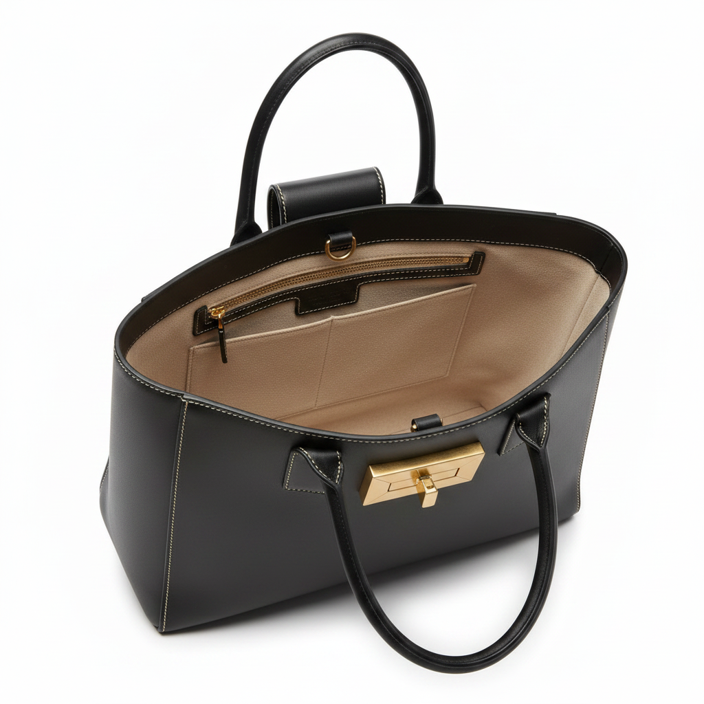 Kabelka Aurelle Noir Ivory – pohled zevnitř