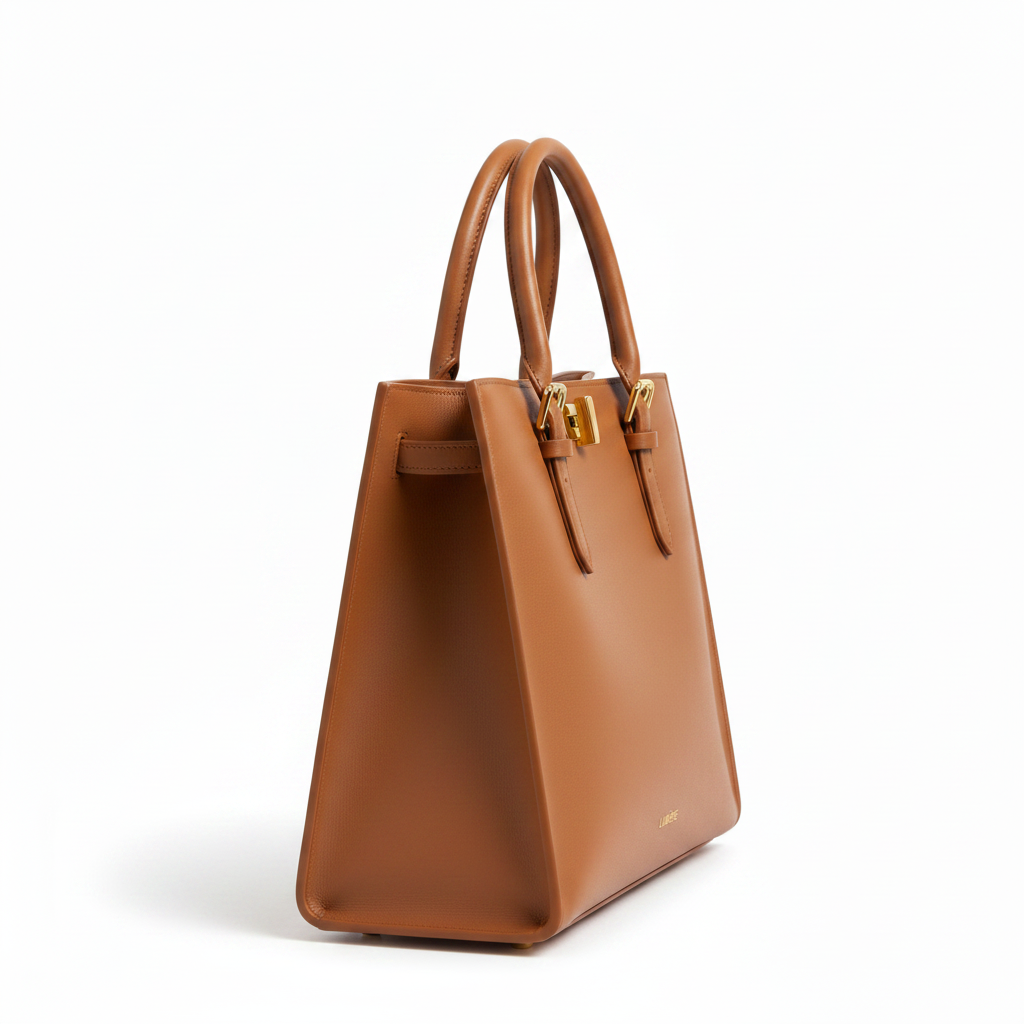 Luxusní tote bag z velbloudí kůže - pohled zboku