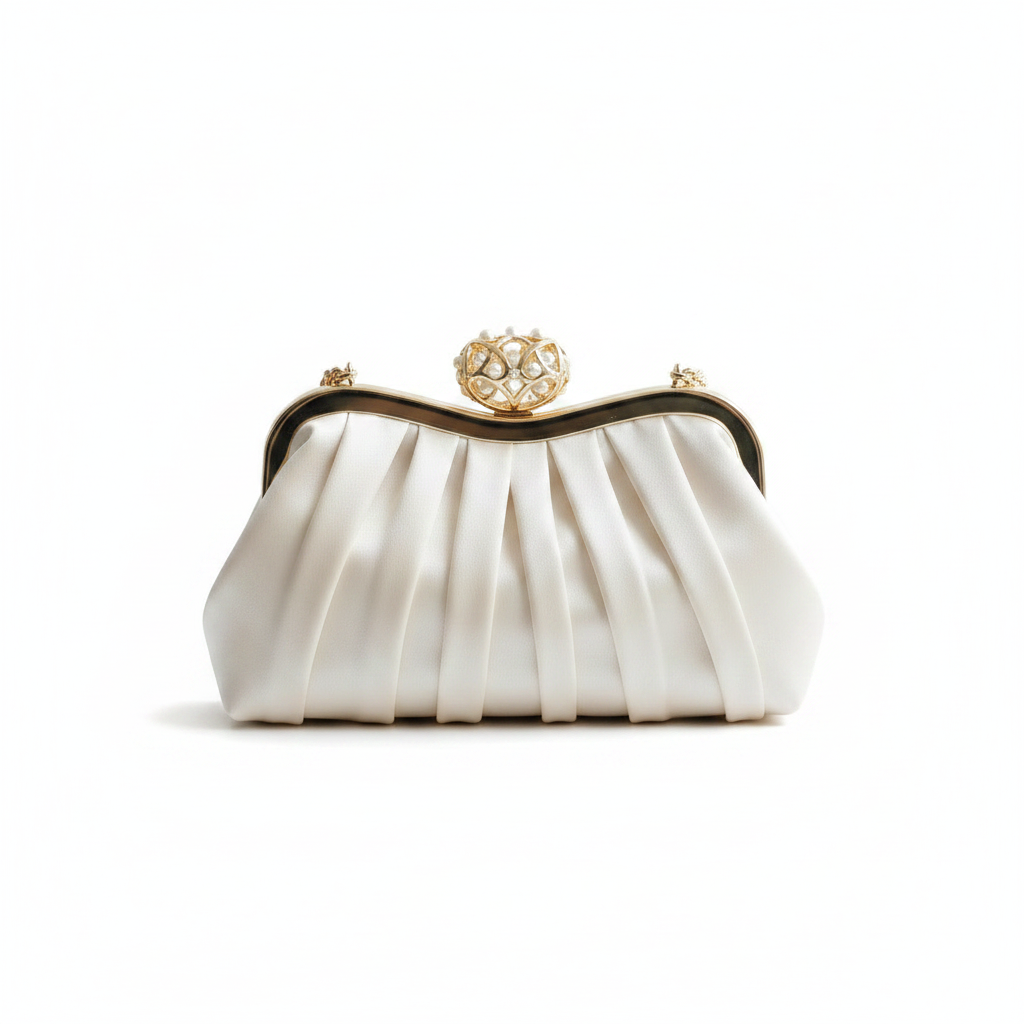 Elegantní večerní clutch v krémově bílém - přední pohled