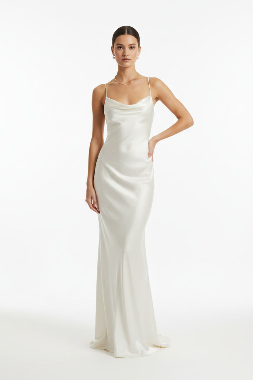 Ivory Silk Dress — front view