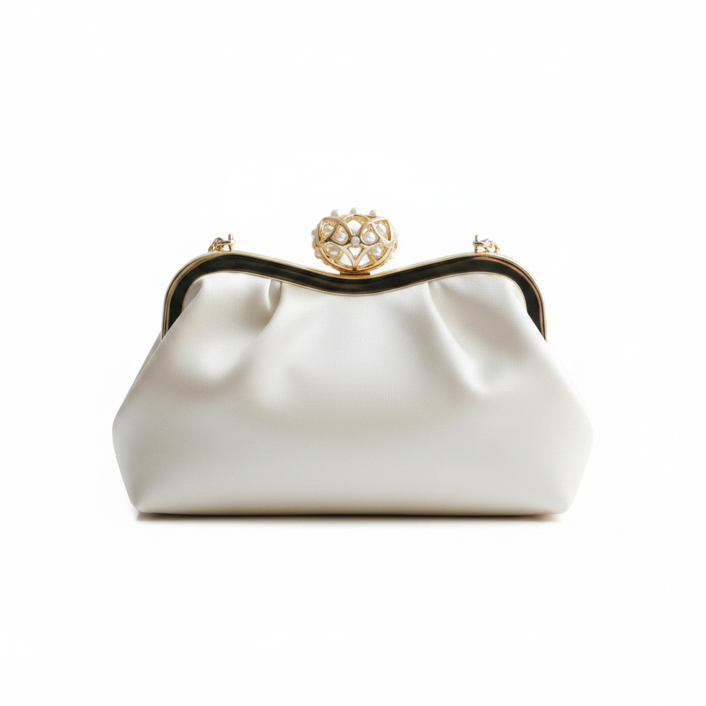 Elegantní večerní clutch v krémově bílém - pohled zezadu