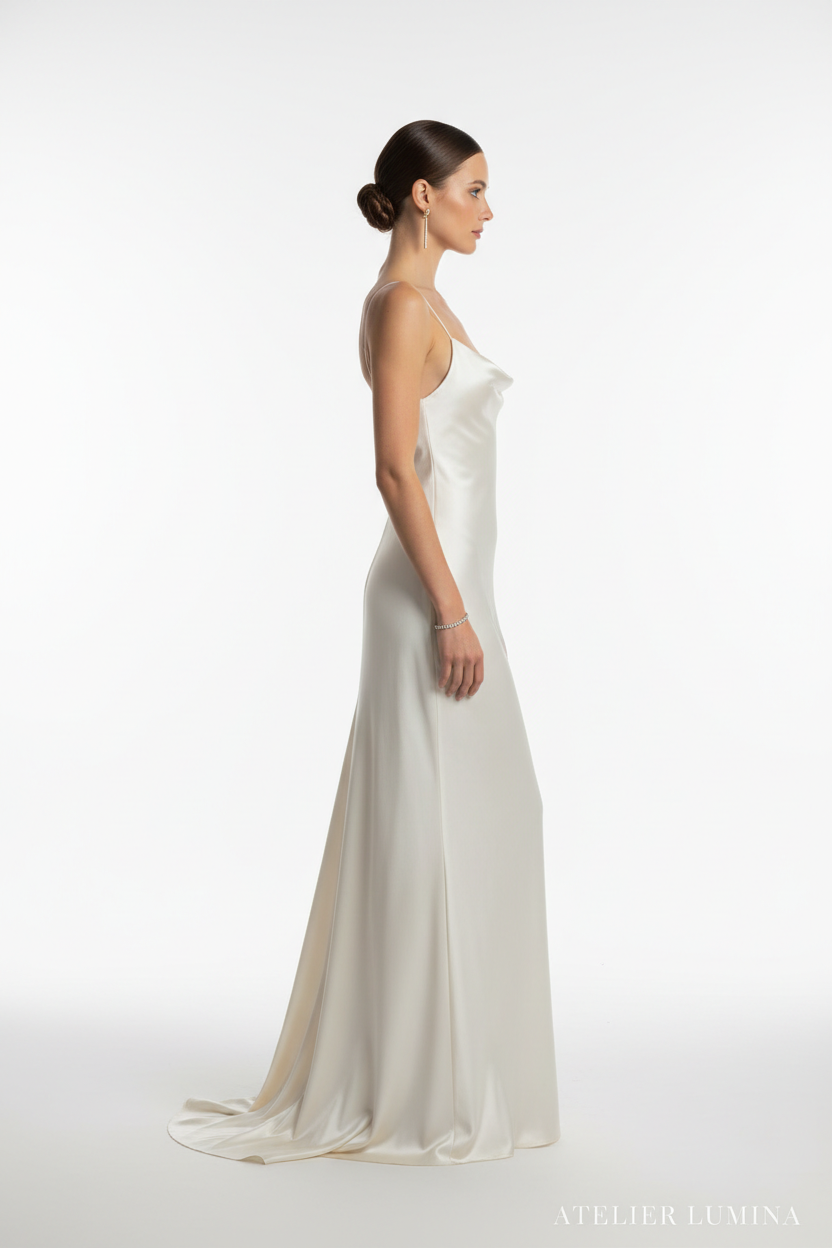 Ivory Silk Dress — side view